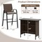 Coffee Outdoor Patio Bar Set with Storage 3 Piece Metal Fabric Bar Table and Chairs Ergonomic